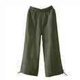 thumbnail image 2 of Baqcunre Trousers Pants for Women Mid Waist Pockets Elastic Waist Solid Loose Pants Casual Long Trousers Womens Fashion Women's Pants Womens Pants Womens Clothes Army Green L, 2 of 7