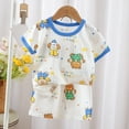 thumbnail image 2 of PEASKJP Baby Boy Matching Sets Baby Boy Clothes 3 6 12 18 Months Summer Outfit Baseball Embroidery Waffle Short Sleeve Romper & Shorts Set (Blue,2-3 Years), 2 of 6