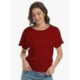 thumbnail image 5 of Womens Short Sleeve Boat Neck Side Shirring Dolman Drape Top, 5 of 6
