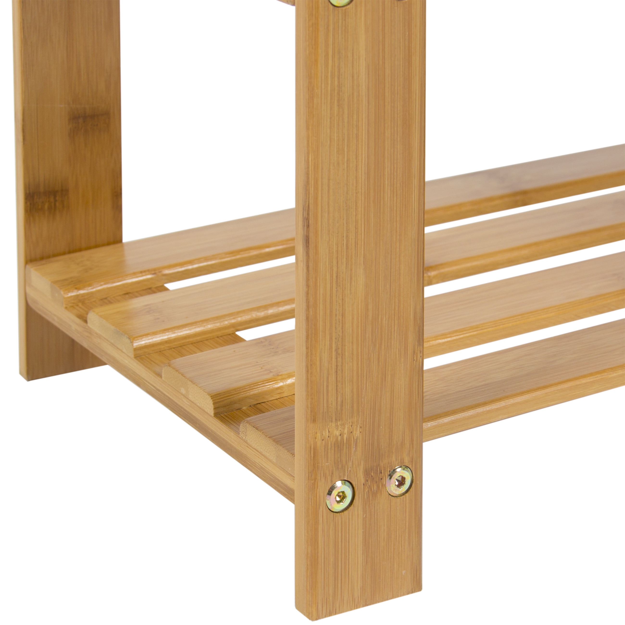 Natural Bamboo Shoe Bench 2-Tier Boot Storage Racks Shelf Organizer Chair Seat