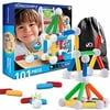 discovery kids 101 piece best magnetic tile set, magnetic building blocks kit for boys/girls, 2d, 3d educational creativity, stem toys for children with cinch bag