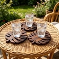 thumbnail image 4 of AuroraX Tropical Leaf Wood Coasters Natural Wood Drink Coasters Set of 3 Heat Resistant Non-Slip Eco-Friendly Wood Beverage Coasters for Table Brown, 4 of 6