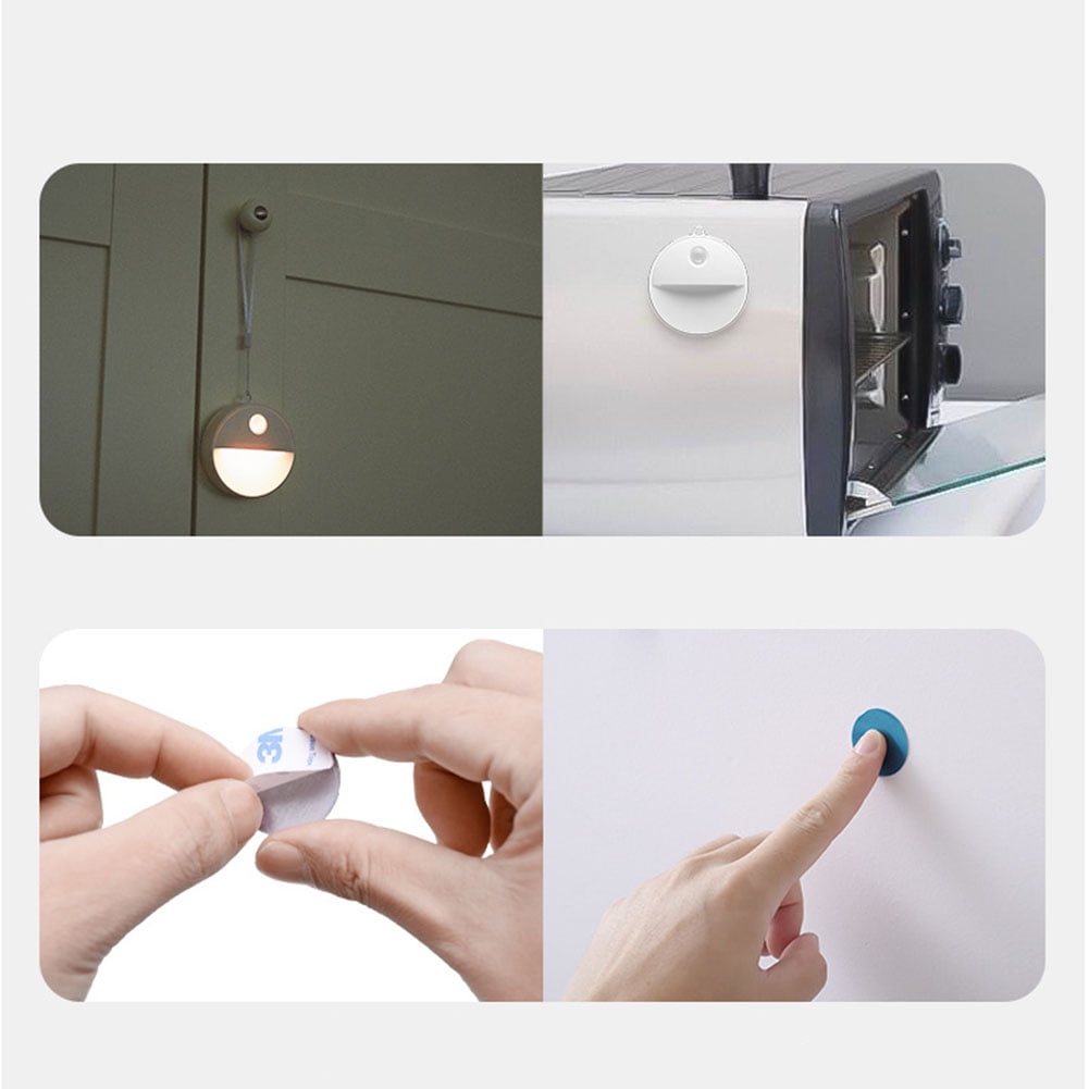 Kepooman 2 Pcs Portable Stick-On Motion Sensor LED Night Light for Hallway Stairs Bedroom, Battery Powered, Daylight