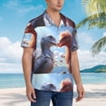 thumbnail image 3 of Rateoe Red And White Bird Couple Pattern Men’s Hawaiian Shirt – Short Sleeve Button-Down Tropical Beach Shirt, Lightweight & Breathable Casual Aloha Shirt with Pocket,3X-Large, 3 of 7