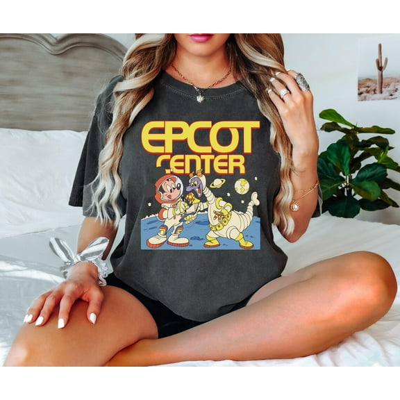 Vintage Disney Epcot Mickey & Dragon Figment Astronaut 1982 Shirt, Funny Mickey And Friends T-Shirt