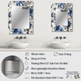 thumbnail image 4 of Designart "Blue Victorian Floral Damask I" Damask Wall Mirror, Printed Blue Wall Mirror, Bohemian Bathroom Wall Mirror, Decorative Damask Mirror - 24x32 Inch, 4 of 5