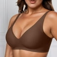 thumbnail image 2 of Telankuip Seamless Wireless Deep V Bralettes Womens Push up No Underwire Smooth Comfortable Full Coverage Bras Stretchy Soft Lift Supportive Breathable Bras Brown L, 2 of 4