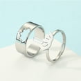thumbnail image 2 of 2pcs Lotus Couple Set Promise Ring Engagement Wedding Party Matching Adjustable Lover Ring, 2 of 5