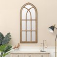 thumbnail image 2 of HomeStock Vintage Variety Natural Wood Finish Accent Arched Window Wall Mirror, 2 of 10