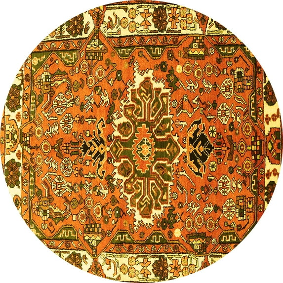 Ahgly Company Indoor Round Persian Yellow Traditional Area Rugs, 8' Round