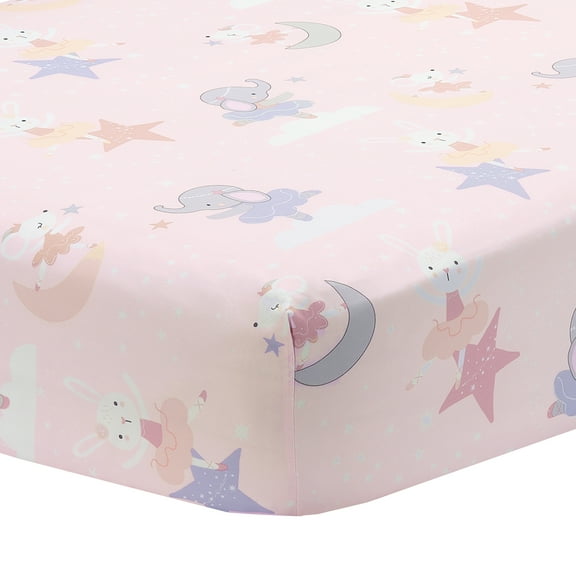 Bedtime Originals Tiny Dancer Fitted Crib Sheet - Pink, Animals, Celestial