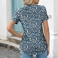 thumbnail image 3 of Otvok T-Shirts for Women Short Sleeve Round-Neck Casual Print Pleated Pullover Blouse Tops, 3 of 6