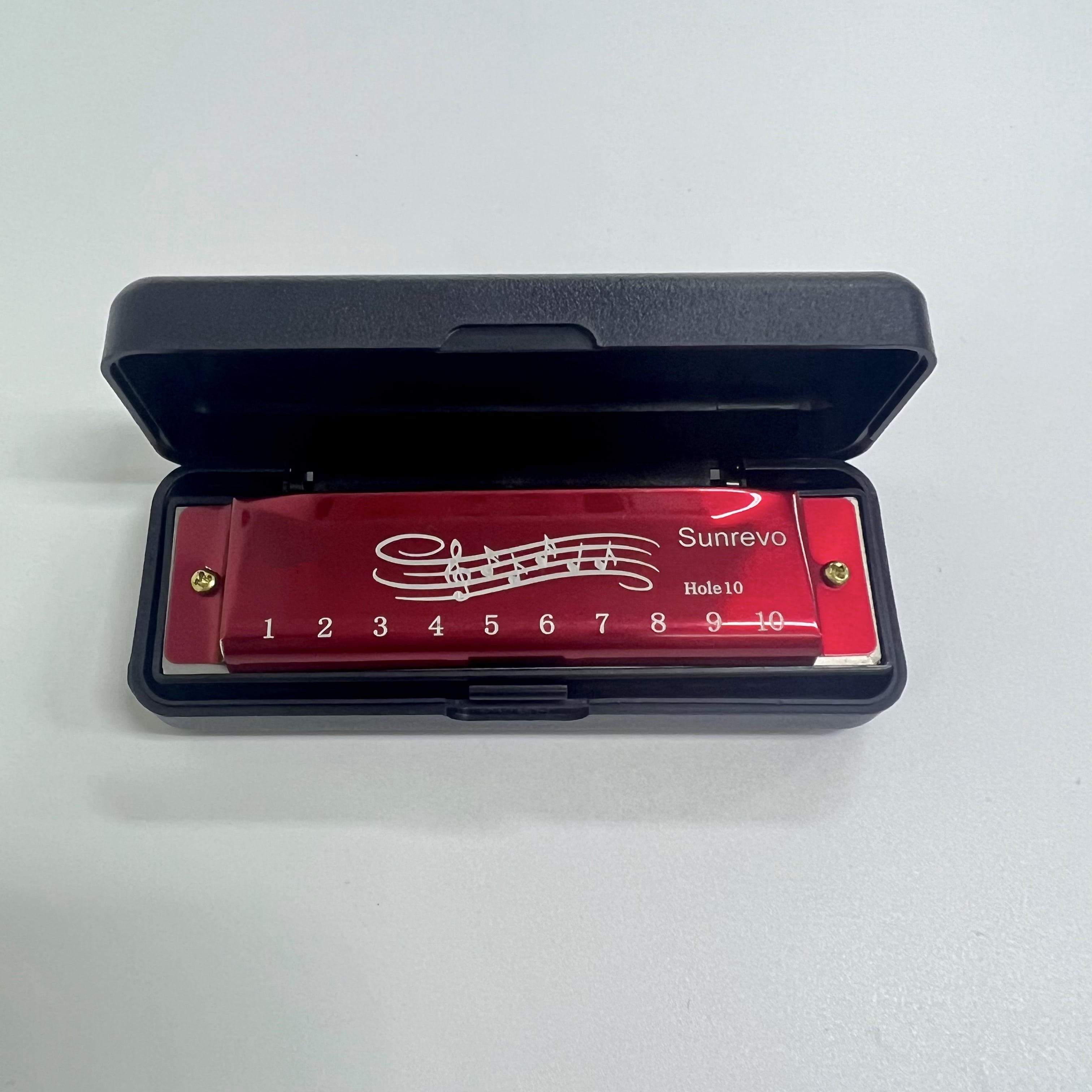 Sunrevo Diatonic Harmonica Bb, 10 Holes 20 Tones Blues Harp Mouth Organ Harmonica-Red