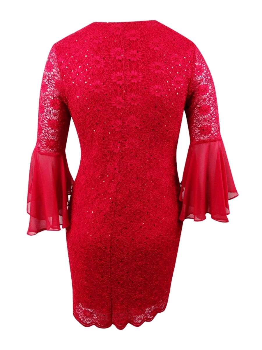 connected petite sequined lace gown