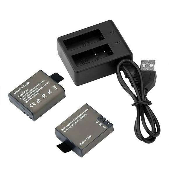AKASO 2 x 1050mAh Rechargeable Action Camera Battery with USB Dual Charger for AKASO EK7000/EK7000 Plus/EK7000 Pro/Brave 4/ Brave 6/ Vision 3/Vision 4 Action Camera
