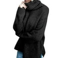 thumbnail image 2 of Women Oversized High Neck Pullover Sweater Cable Knit Long Sleeve Sweater Tops Black XL, 2 of 9