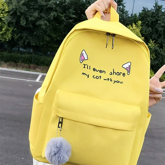 School Backpack Student Backpack Shoulder Bag 4pcs School Backpack Set With Pencil Bag Carry Bag Shoulder Bag For Women Students Yellow