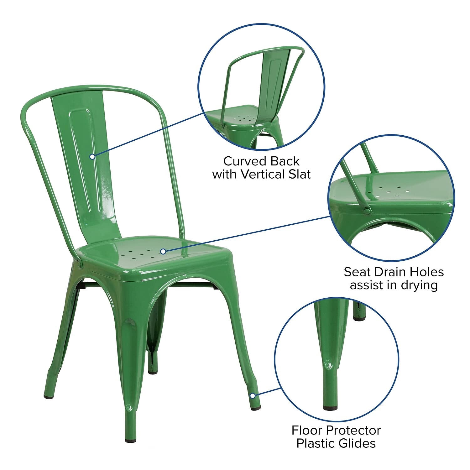 Bowery Hill Stackable Metal Dining Side Chair in Green