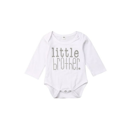 

Suanret H Big & Little Brother Baby Boys Long Sleeve Letter Print Romper T-shirt