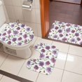 thumbnail image 5 of Purple Daisy Bathroom Rugs Set Watercolor Country Spring Purple Floral Bees Non Slip Absorbent Soft Bath Mats 3 Piece Set with Bathroom Rug, U-Shaped Floor Mat, Toilet Seat Cover Small Size, 5 of 9