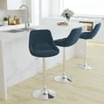 thumbnail image 3 of Merrick Lane Adjustable Height Barstool Contemporary Blue Fabric Chrome Base with Footrest, 3 of 17