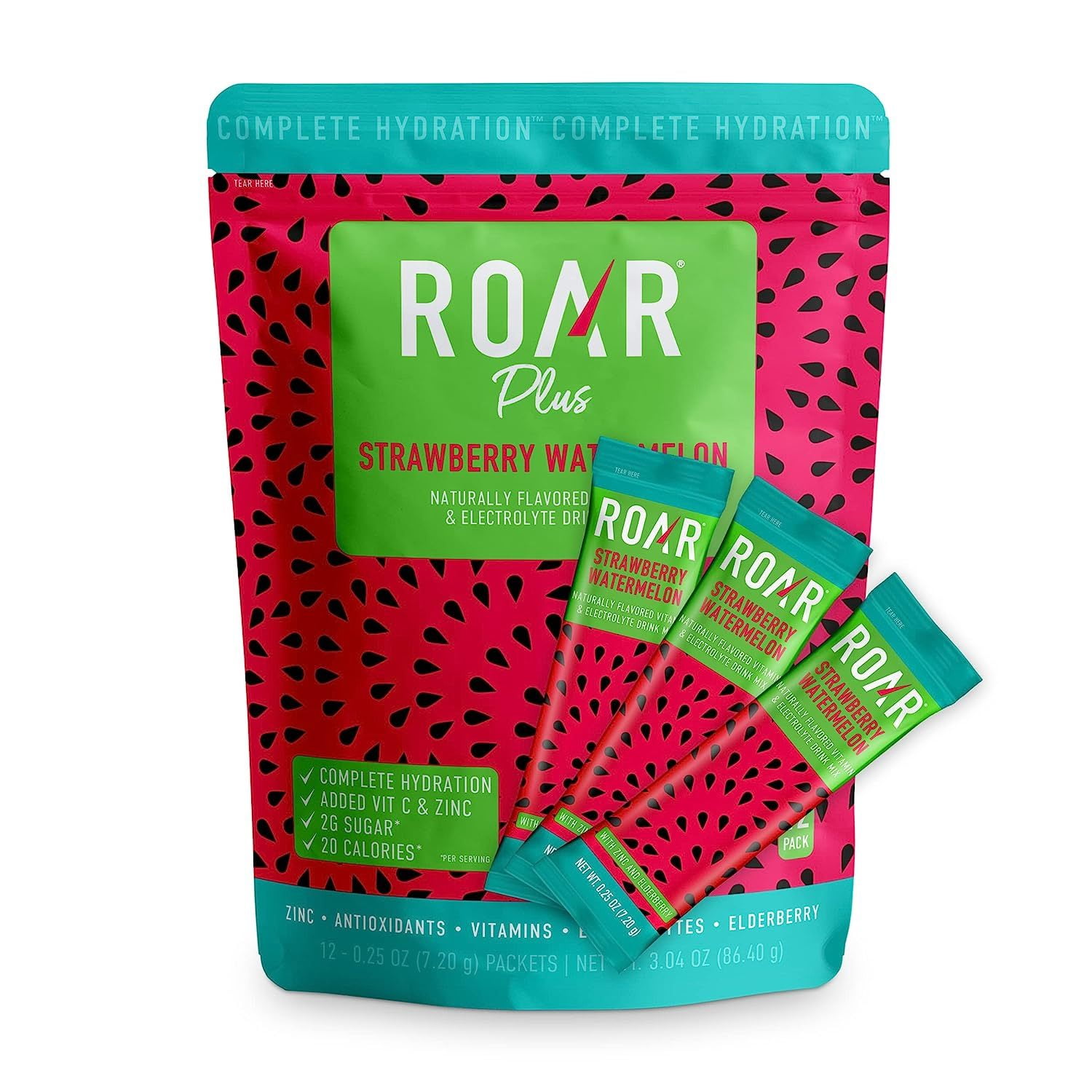 ROAR Plus Powder Strawberry Watermelon & Electrolyte Drink Mix 12