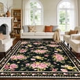thumbnail image 3 of Garvee 9'x12' Vintage Floral Area Rug Washable Foldable Printed Carpet, Non Slip Floor Indoor Mat for Living Room Bedroom Home Office, Black, 3 of 8