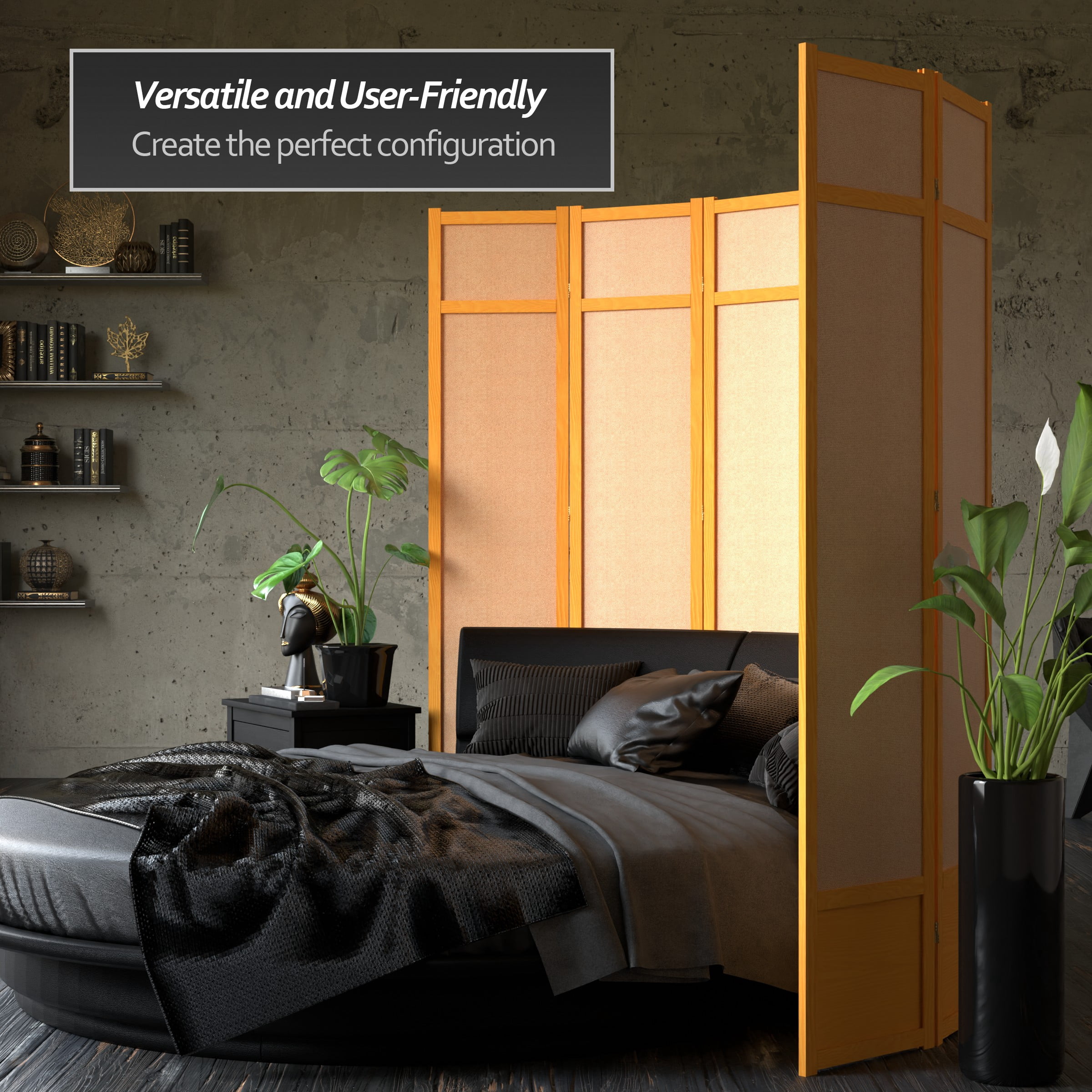 Red Lantern 7 ft. Tall Jute Shoji Screen - 6 Panel - Honey