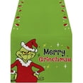 thumbnail image 5 of Camino de mesa verde con temática de Grinch: perfecto para la decoración de habitaciones navideñas y festivas de invierno. Camino de mesa navideño de Grinch, 5 of 5