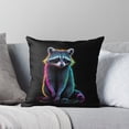 thumbnail image 6 of Ryan; Cute Neon Raccoon on Black Background Throw Pillow Cover 45x45cm, Vibrant Animal Decorative Cushion Case for Modern and Fun Home Styling, 6 of 7