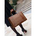 thumbnail image 4 of Genuine Cowhide Women Tote Bag, Glossy Crocodile Embossed Metal-Ring Top-Handle Crossbody Purse, 4 of 10