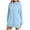011 Light Blue, variant on Women's Solid Color Monogram Printed Hooded Drawstring Sweatshirt Dress Casual Long Sleeve Loose Fit Side Split Pockets Dress
