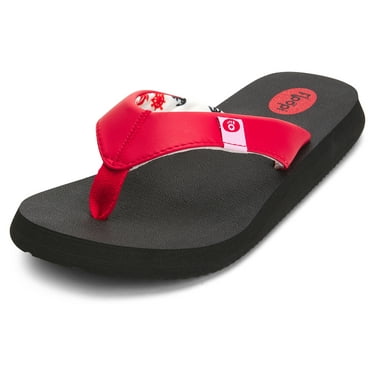 Floopi Classic Summer Flip Flop Thong Sandals for Women Comfort Strap and Yoga Mat Padding Insoles for Support Printed Soft Jersey Lining Non Slip Soles