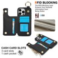 thumbnail image 2 of ELEHOLD Case for iPhone 16 Pro Max, Magnetic Closure Kickstand Zipper Wallet Case with 3 Card Slots & Ring Holder,Shockproof RFID Blocking Phone Case,Black, 2 of 8