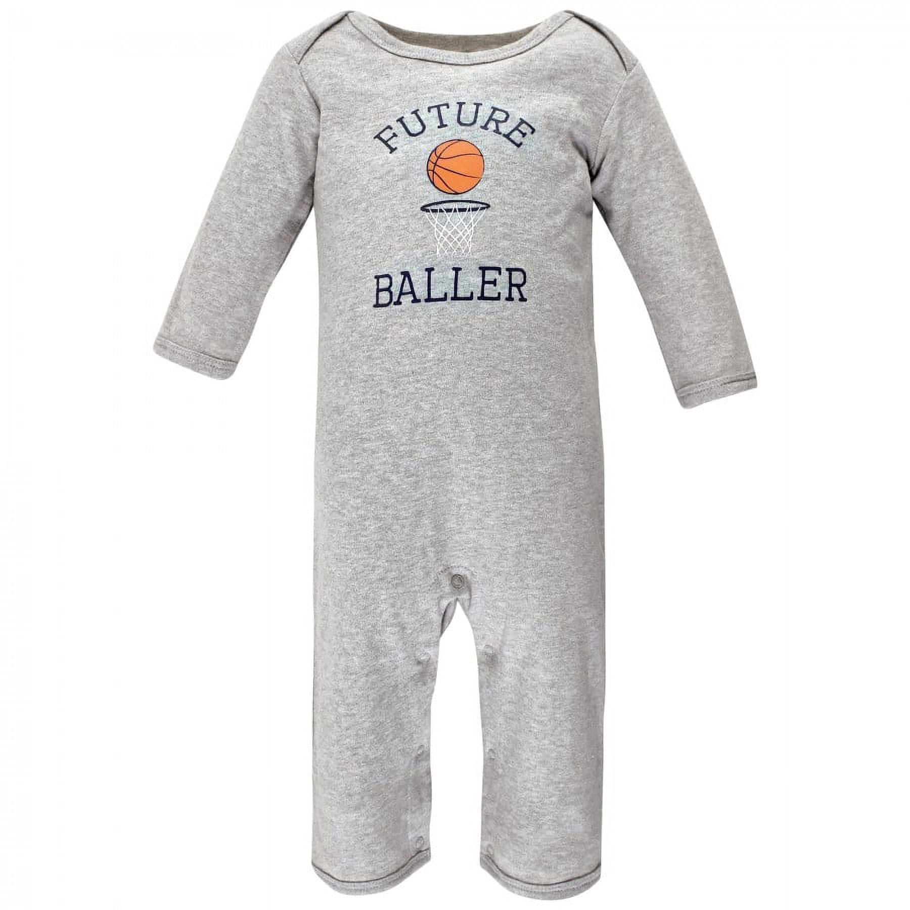 Hudson Baby Infant Boy Cotton Coveralls, Basketball, 3-6 Months