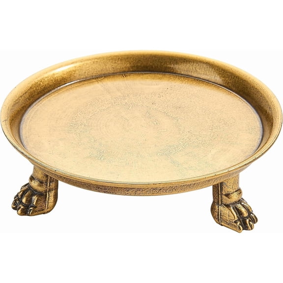 4.5 Inch 100% Solid Brass Clawfoot Candle Dish - Antique Pedestal Dish - Candle Holder - Jewelry Holder - Perfect for Wax Candles, Rings, and Trinkets