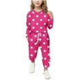 thumbnail image 2 of Girls Cute 2 Piece Outfits Long Sleeve Crewneck Pullover Tops and High Waisted Pants Loungewear Sets New Girl's 2 Piece Sets Fall Outfits Pinks 5-6 Years, 2 of 5