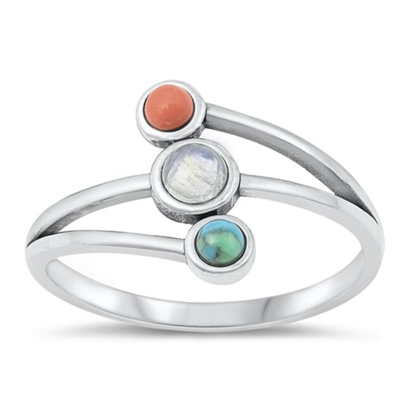 Clear Cubic Zirconia Simulated Turquoise Ring .925 Sterling Silver Band White Jewelry Female Size 9