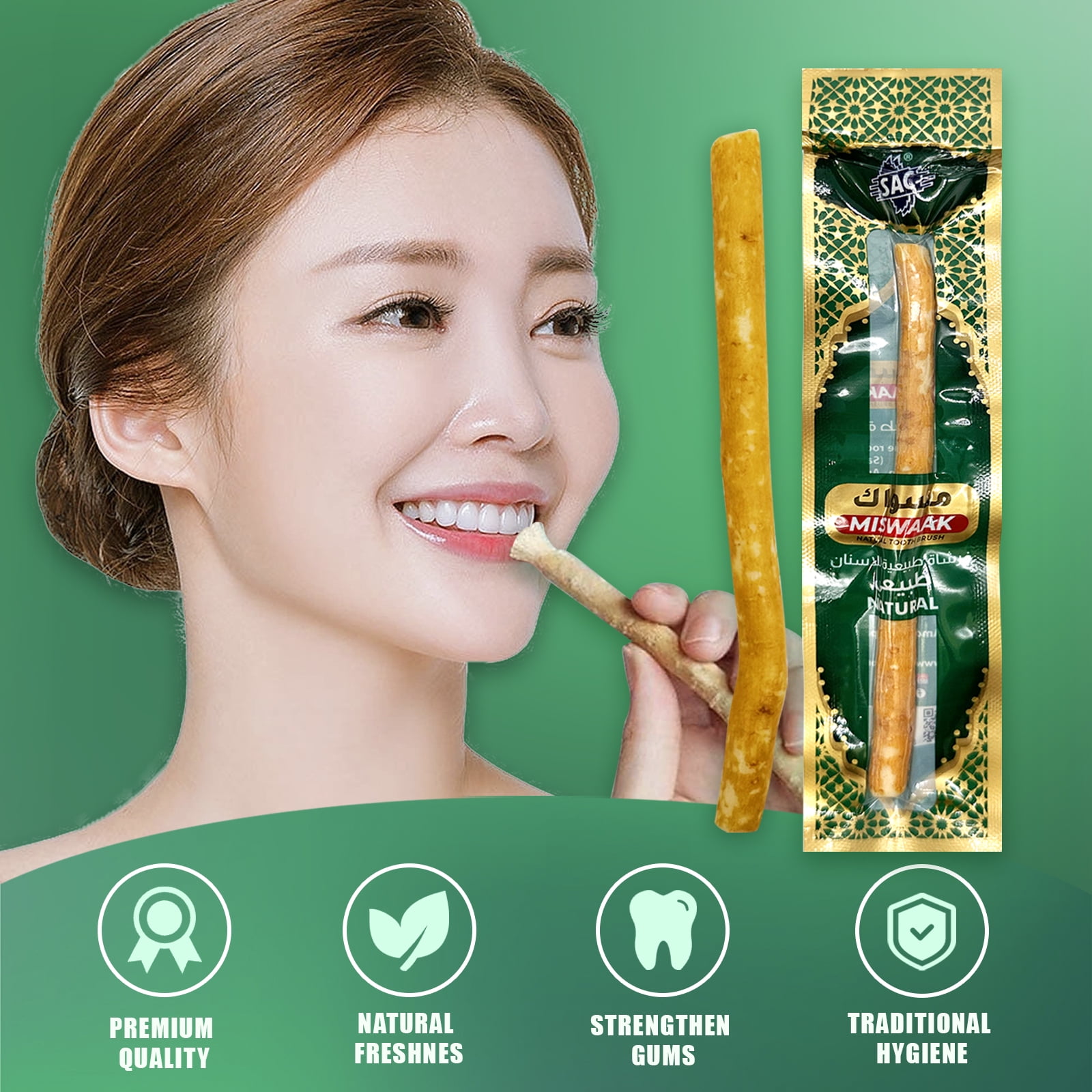 12 Pack Organic Miswak Toothbrushes | All-Natural Wooden Miswak Sticks for Teeth Whitening | Oral Care, Fresh Breath & Eco-Friendly | Original Flavor