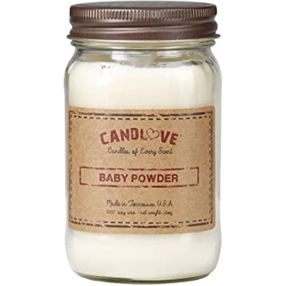 CANDLOVE Baby Powder Scented 16oz Mason Jar Candle 100 Soy Made in The