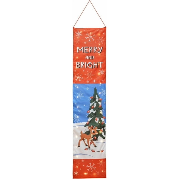 60 Inch Rudolph Pre-lit Door Banner Merry and Bright
