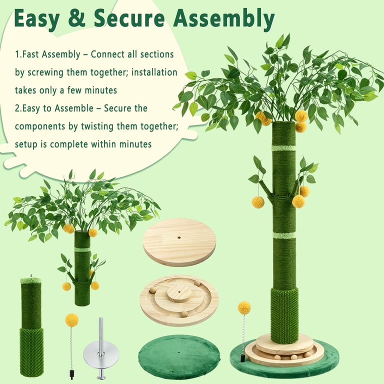 Zalalova 53" Extra Tall Cat Scratching Post with Interactive Toys photo 6
