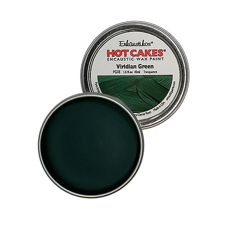 UPC: 0813043011595 | Enkaustikos Hot Cake Encaustic Wax Paint  1.5 oz. Tin  Viridian Green