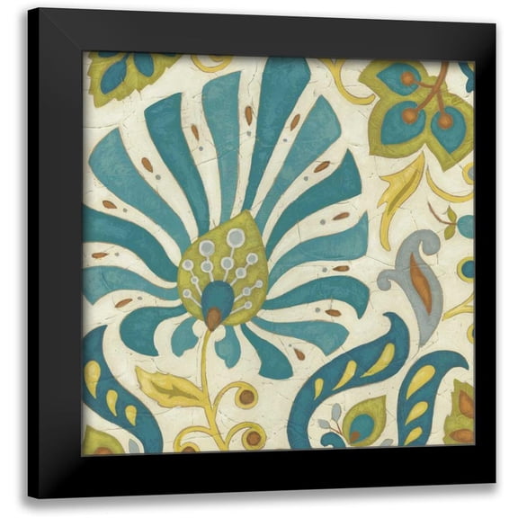 Unknown 12x12 Black Modern Framed Museum Art Print Titled - Peacock Paisley I