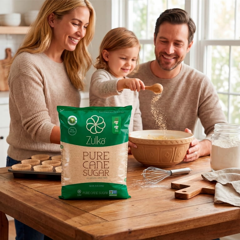 Zulka Pure Cane Sugar, 8 lb, Vegan & Plant Based and Non GMO