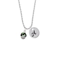 thumbnail image 2 of Delight Jewelry Silvertone Wide Lime Green Cheetah Print Band Spinner Silvertone Script Initial Disc - A - Charm Necklace, 20"+3", 2 of 4