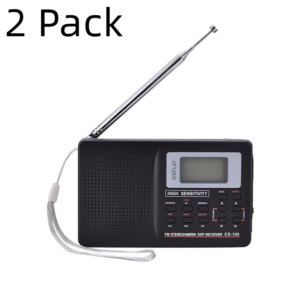 2 Pack Portable Digital AM FM Stereo Radio FM/AM/SW/LW/TV Sound Digital