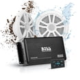 thumbnail image 1 of Boss Audio Marine Amplificador de 4 canales, 500 W / bocina de 16.51 cm, sistema Bluetooth de bocinas, Bluetooth remoto, USB auxiliar, interfaz de montaje, bolsa impermeable, Paquete de sistema de Amp, 1 of 5