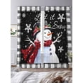 thumbnail image 2 of Black Plaid Christmas Sheer Curtains 108 Inch Length 2 Panels Set, Watercolor Snowman Snowflake Voile Window Treatment Semi Sheer Long Curtains Drapes for Bedroom/Living Room/Kitchen 52"x108"x2, 2 of 7