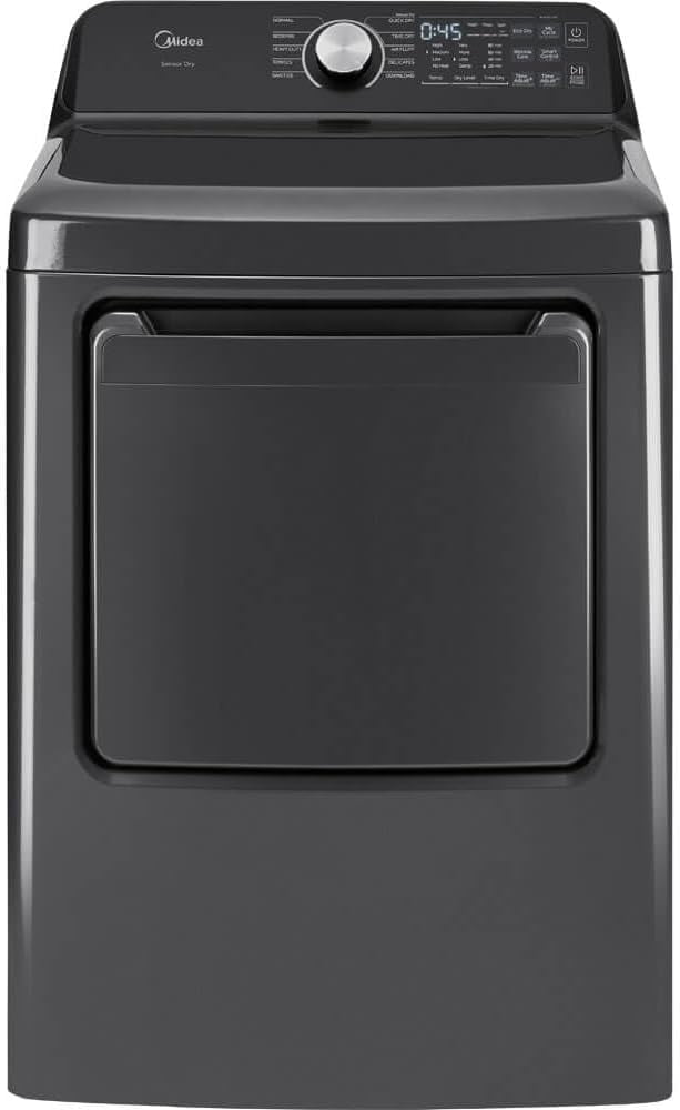 Midea MLTW44A4BGK1 Black Smart Laundry Pair 4.4 Cu Ft Top Load Washer and 7 Cu Ft Electric Dryer Bundle 10 Cycles 4 Te